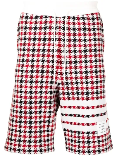 Thom Browne 4-bar Stripe Checked Shorts In Red