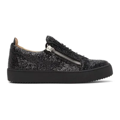 Giuseppe Zanotti Black Glitter May London Frankie Sneakers In Glitter Nero