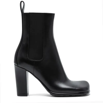 Bottega Veneta Black Leather Bloc High Boots