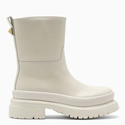 Valentino Garavani Ivory Roman Stud Ankle Boot In White