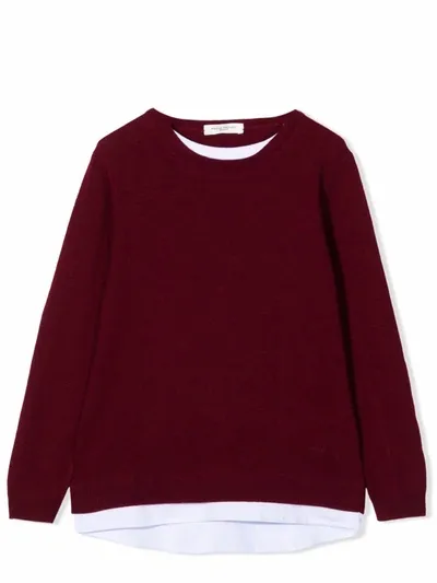 Paolo Pecora Kids' Fine-knit Layered Jumper In Ruby