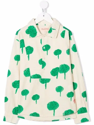 The Animals Observatory Kids' Tree-print Shirt In Neutrals