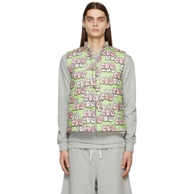 Comme Des Garçons Shirt Green & Pink Kaws Edition Padded Vest In 3 Print G/b