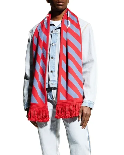 Off-white Men's Arrows Fringe Scarf In Orange