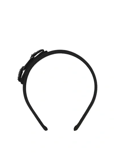 Ferragamo Salvatore  Embellished Vara Bow Headband In Black