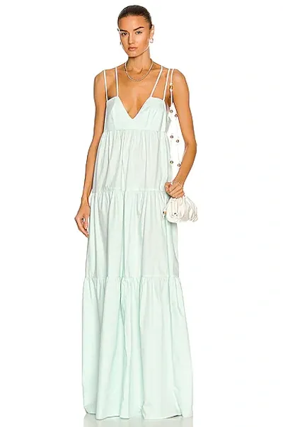 Matthew Bruch Cross Strap Maxi Dress In Seafoam