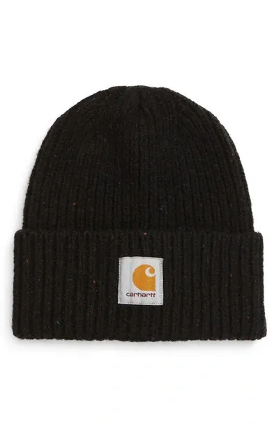 Carhartt Cappello Anglistic Beanie Nero In Speckled Black