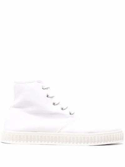 Maison Margiela High-top Cotton Sneakers In 白色