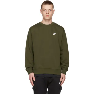 Nike Club Crew Neck Sweatshirt In Khaki-green