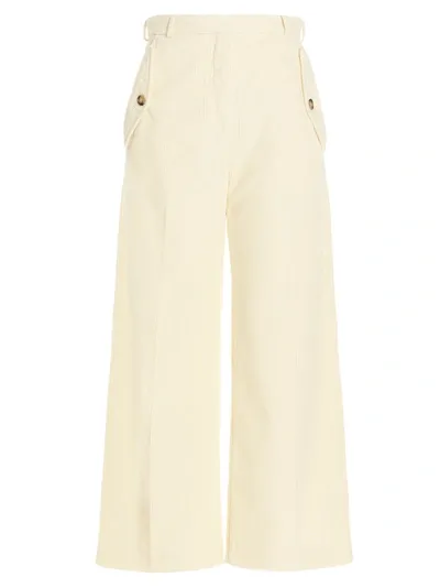 Kenzo Corduroy Side Flap-pocket Trousers In Ecru