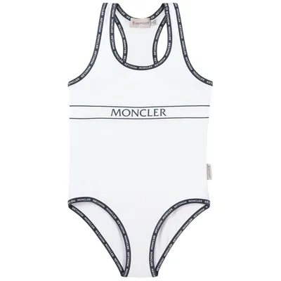 Moncler Kids' Logo-print Swim Suit In White