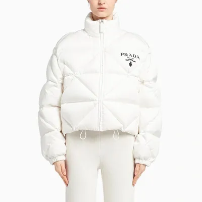 Prada White Re-nylon Quilted Down Jacket