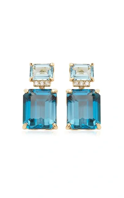 Jamie Wolf 18k Yellow Gold Aquamarine Earrings In Blue