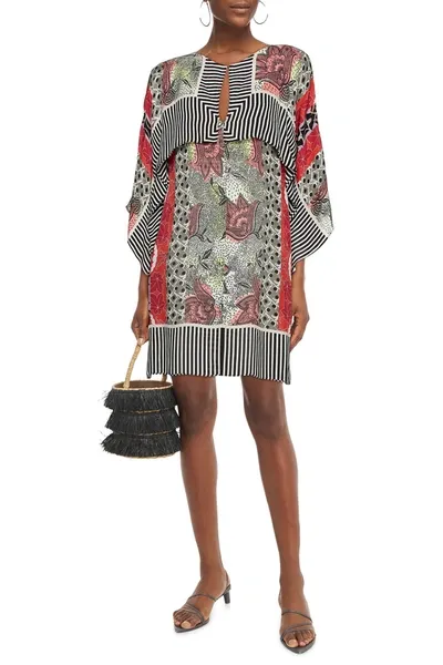 Etro Layered Printed Silk Crepe De Chine Mini Dress In Multi