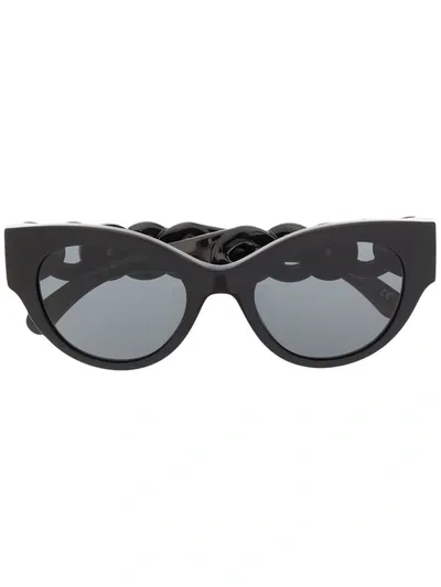 Versace Chain Sculpted Sunglasses In Schwarz