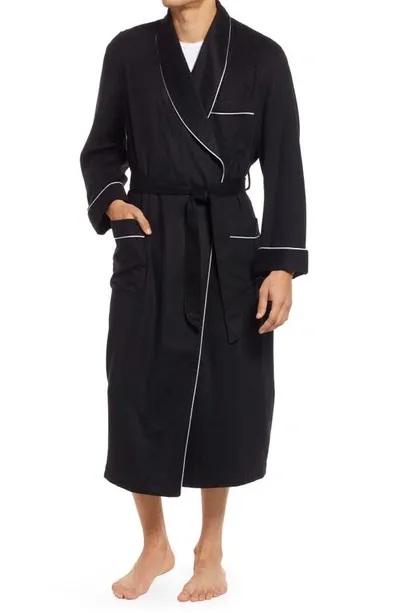 Majestic Men's Cashmere Braid-trim Shawl Robe In Black/silver