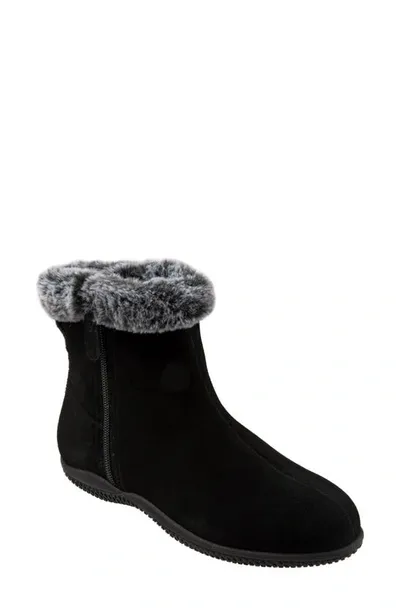 Softwalkr Helena Faux Fur Bootie In Black Suede