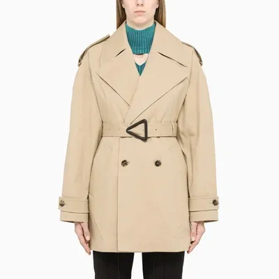 Bottega Veneta Beige Short Double-breasted Trench Coat