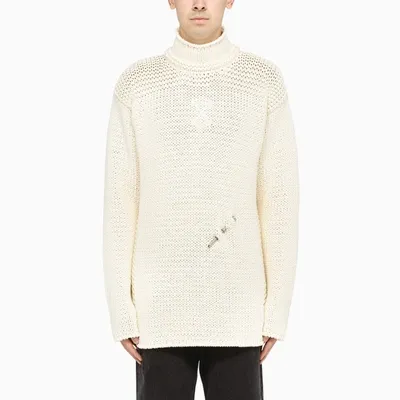 Off-white White Short Cardigan Pullover In Beige