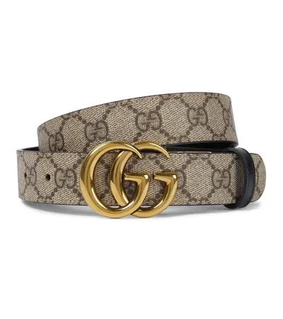 Gucci Reversible Gg Supreme Canvas Belt In Be Ebony/nero