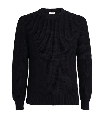 Sandro Man Ribbed Wool Sweater In Blue