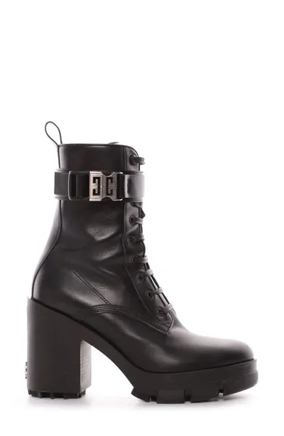 Givenchy Terra Lace-up Heeled Leather Boots In Black