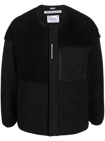 White Mountaineering Faux-shearling Concealed Jacket In Black