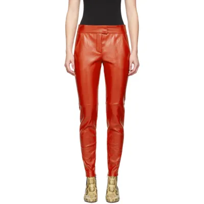 Givenchy Red Calfskin Pants In 620 Red