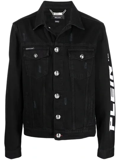 Philipp Plein Logo Denim Jacket In Black