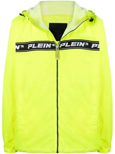 Philipp Plein Logo-tape Hooded Lightweight Jacket In Green