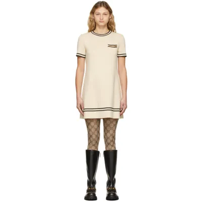 Gucci Horsebit-embellished Wool-jersey Dress. In Beige