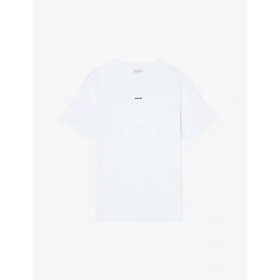 Sandro Logo-embroidered Crewneck Cotton-jersey T-shirt In White