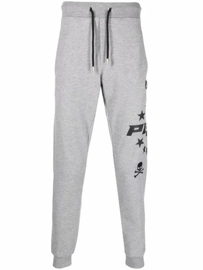 Philipp Plein Logo Drawstring Track Pants In 灰色