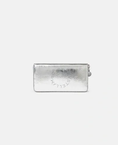 Stella Mccartney - Logo Continental Wallet In Metallic Silver