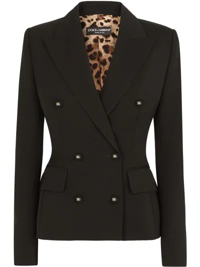 Dolce & Gabbana Double-breasted Wool Blazer In Schwarz