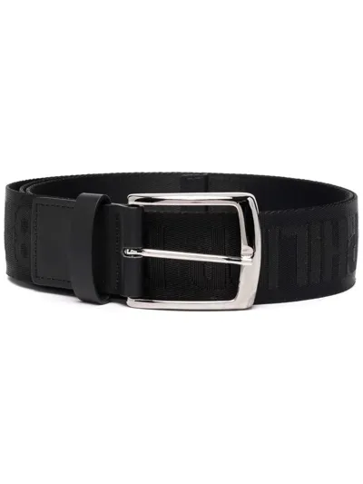 Philipp Plein Logo-print Leather Belt In Schwarz