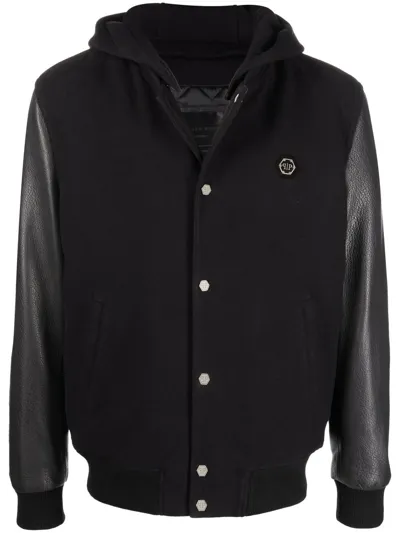 Philipp Plein Long-sleeve Bomber Jacket In Black