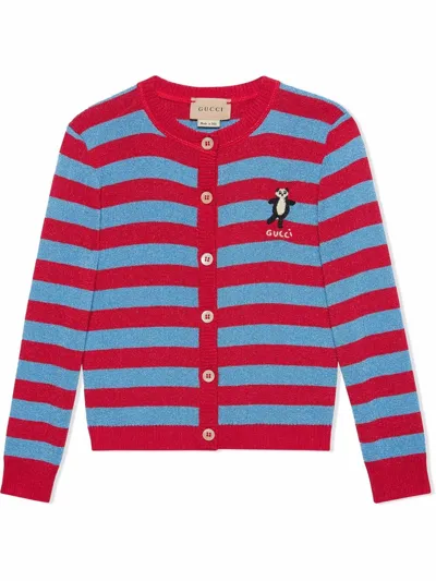 Gucci Kids' Striped Pandan Cardigan In Blue