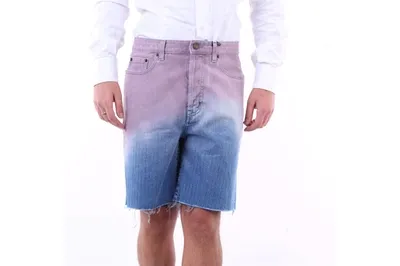 Saint Laurent Faded Color Denim Shorts In Blue