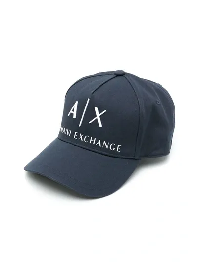 Armani Exchange Embroidered-logo Baseball Cap In Blue