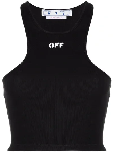 Off-white Black Stamp Logo Basic Rowing Ribbed Tank Top