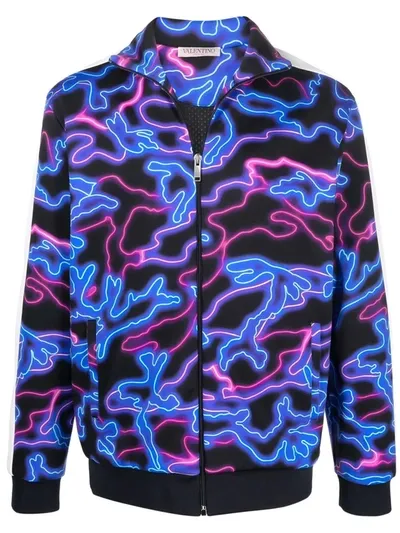 Valentino Camo Printed Track Jacket In Neon Camo