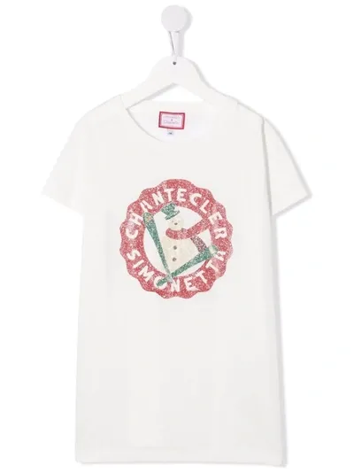 Simonetta Teen Slogan-print Cotton T-shirt In Bianco