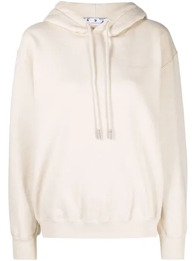 Off-white Diag-print Hoodie In Nude