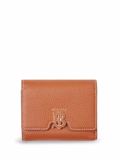 Burberry Monogram Grained Leather Wallet In Warm Russet Brown