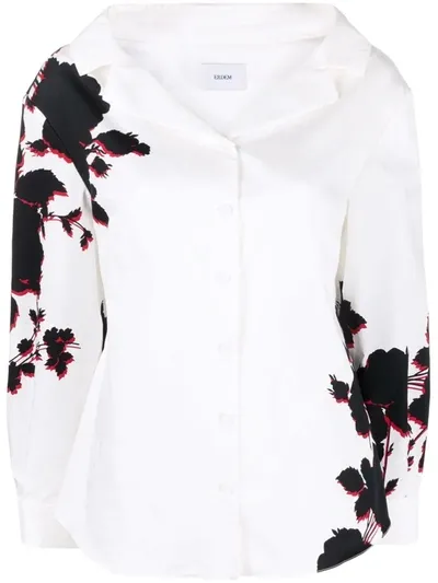 Erdem Floral-print Long-sleeve Shirt In Weiss