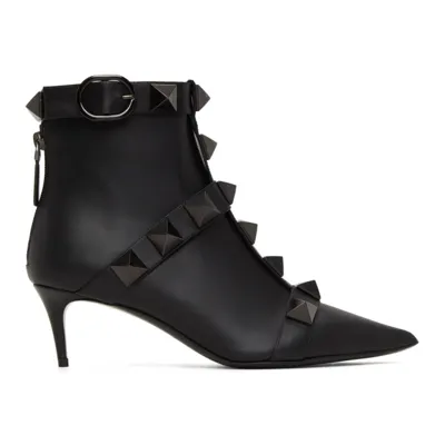 Valentino Garavani Black Roman Studs 60 Boots In 0no