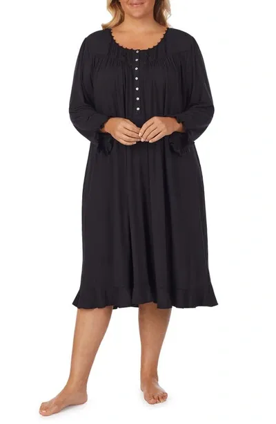 Eileen West Waltz Long Sleeve Nightgown In Black