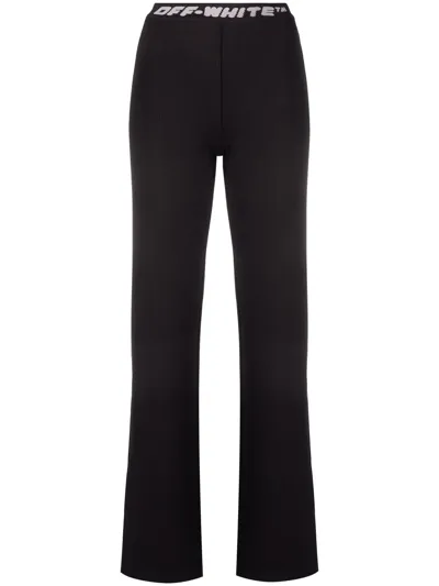 Off-white Black Stretch Fabric Pants With Logo Band