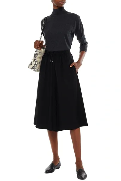 Gentryportofino Gathered Wool Culottes In Black